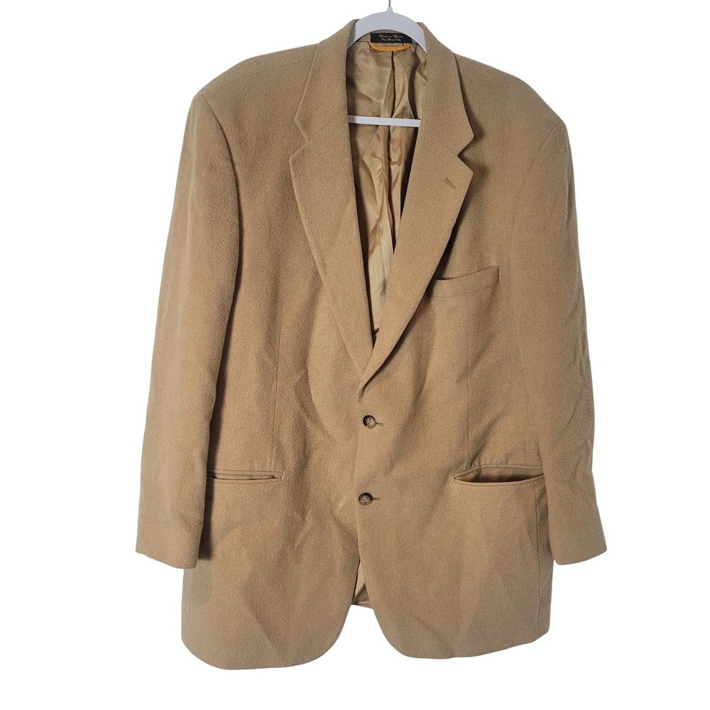 Grant Thomas Lord & Taylor Mens 46L Camel Hair Blazer Tan Sport Coat Career